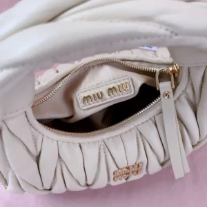 Miu Miu Women Wander Matelassé Nappa Leather Hobo Mini-Bag-Light Yellow 5BP078