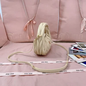 Miu Miu Women Wander Matelassé Nappa Leather Hobo Mini-Bag-Light Yellow 5BP078