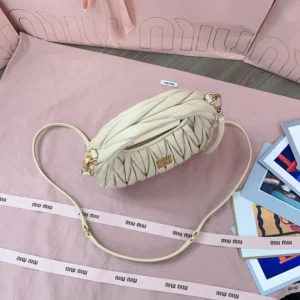 Miu Miu Women Wander Matelassé Nappa Leather Hobo Mini-Bag-Light Yellow 5BP078