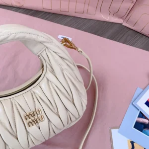 Miu Miu Women Wander Matelassé Nappa Leather Hobo Mini-Bag-Light Yellow 5BP078