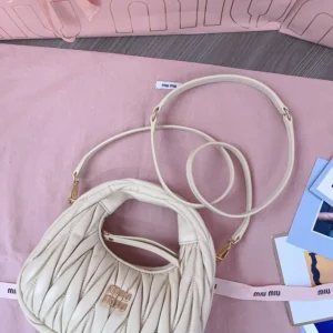 Miu Miu Women Wander Matelassé Nappa Leather Hobo Mini-Bag-Light Yellow 5BP078