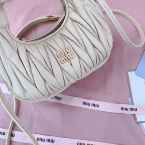 Miu Miu Women Wander Matelassé Nappa Leather Hobo Mini-Bag-Light Yellow 5BP078