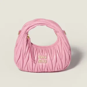 Miu Miu Women Wander Matelassé Nappa Leather Hobo Mini-Bag-Pink 5BP078