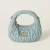 Miu Miu Women Wander Matelassé Nappa Leather Hobo Mini-Bag-Powder Blue