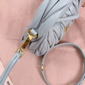 Miu Miu Women Wander Matelassé Nappa Leather Hobo Mini-Bag-Powder Blue