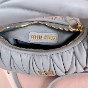 Miu Miu Women Wander Matelassé Nappa Leather Hobo Mini-Bag-Powder Blue