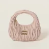 Miu Miu Women Wander Matelassé Nappa Leather Hobo Mini-Bag-Powder Pink