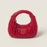 Miu Miu Women Wander Matelassé Nappa Leather Hobo Mini-Bag-Red 5BP078