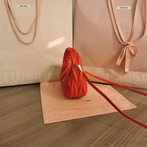 Miu Miu Women Wander Matelassé Nappa Leather Hobo Mini-Bag-Red 5BP078