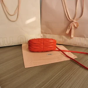 Miu Miu Women Wander Matelassé Nappa Leather Hobo Mini-Bag-Red 5BP078