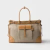 Prada Unisex Bonnie Linen and Leather Tote Bag 2VG128P0EF032T