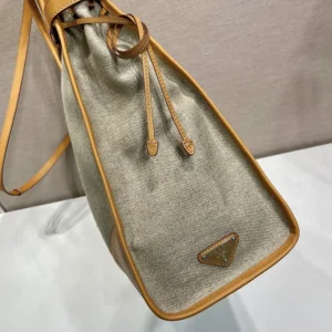 Prada Unisex Bonnie Linen and Leather Tote Bag 2VG128P0EF032TPrada Unisex Bonnie Linen and Leather Tote Bag 2VG128P0EF032T