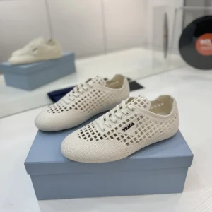 Prada Unisex Collapse Crochet Laced Sneakers-White 1E360O2F46