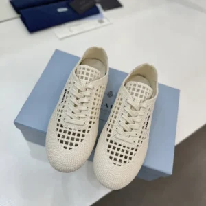 Prada Unisex Collapse Crochet Laced Sneakers-White 1E360O2F46