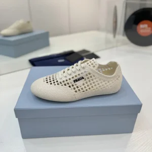Prada Unisex Collapse Crochet Laced Sneakers-White 1E360O2F46