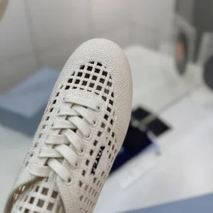 Prada Unisex Collapse Crochet Laced Sneakers-White 1E360O2F46