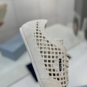 Prada Unisex Collapse Crochet Laced Sneakers-White 1E360O2F46