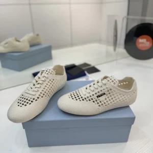 Prada Unisex Collapse Crochet Laced Sneakers-White 1E360O2F46