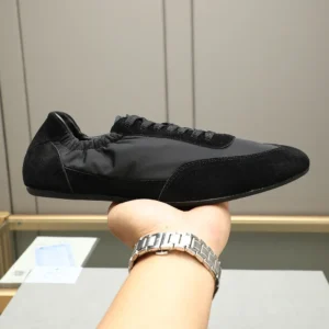 Prada Unisex Collapse Re-Nylon and Suede Elasticized Sneakers-Black