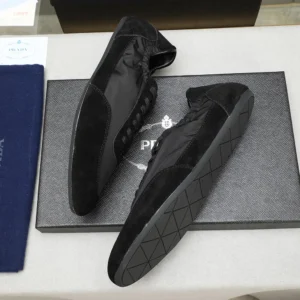 Prada Unisex Collapse Re-Nylon and Suede Elasticized Sneakers-Black