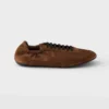 Prada Unisex Collapse Re-Nylon and Suede Elasticized Sneakers-Brown 2EG479D7C