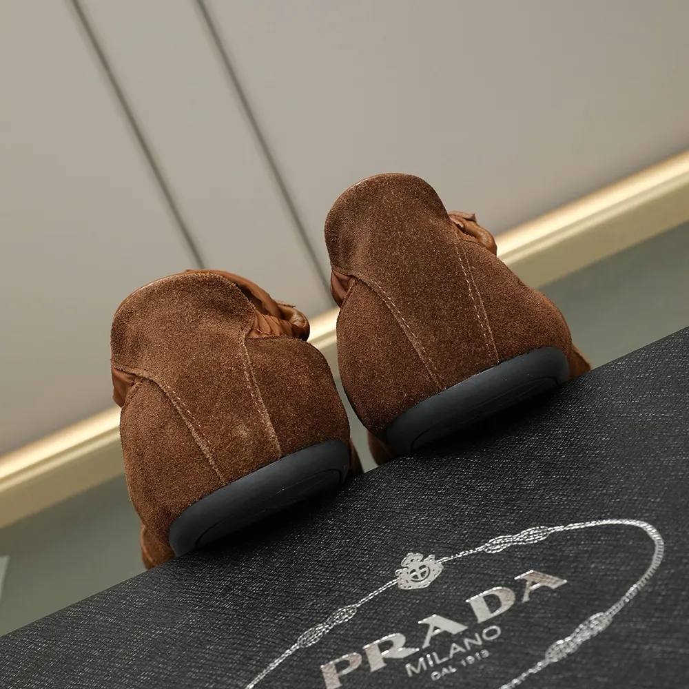Prada Unisex Collapse Re-Nylon and Suede Elasticized Sneakers-Brown 2EG479D7C 7 Prada Unisex Collapse Re-Nylon and Suede Elasticized Sneakers-Brown 2EG479D7C
