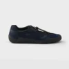 Prada Unisex Speedrock Patent Leather and Mesh Fabric Sneakers-Navy 2EE468