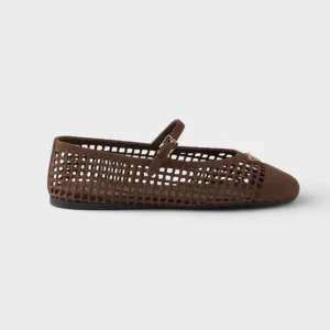 Prada Women Crochet Ballerinas-Cocoa Brown 1F364O2F46
