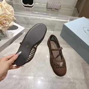 Prada Women Crochet Ballerinas-Cocoa Brown 1F364O2F46