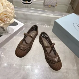 Prada Women Crochet Ballerinas-Cocoa Brown 1F364O2F46