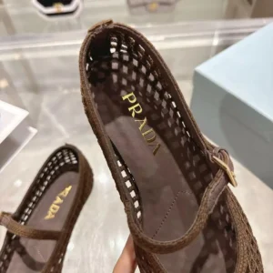 Prada Women Crochet Ballerinas-Cocoa Brown 1F364O2F46