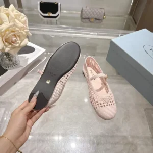 Prada Women Crochet Ballerinas-Orchid Pink 1F364O2F46