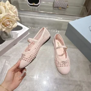 Prada Women Crochet Ballerinas-Orchid Pink 1F364O2F46
