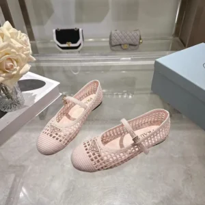 Prada Women Crochet Ballerinas-Orchid Pink 1F364O2F46