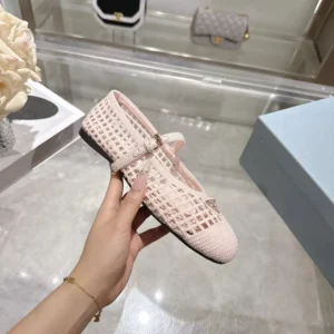 Prada Women Crochet Ballerinas-Orchid Pink 1F364O2F46