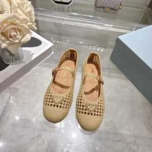 Prada Women Crochet Ballerinas-Quartz 1F364O2F46