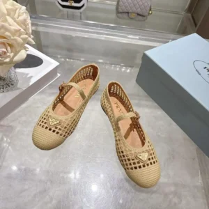 Prada Women Crochet Ballerinas-Quartz 1F364O2F46