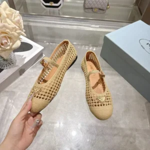 Prada Women Crochet Ballerinas-Quartz 1F364O2F46