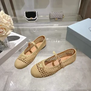 Prada Women Crochet Ballerinas-Quartz 1F364O2F46