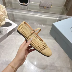 Prada Women Crochet Ballerinas-Quartz 1F364O2F46