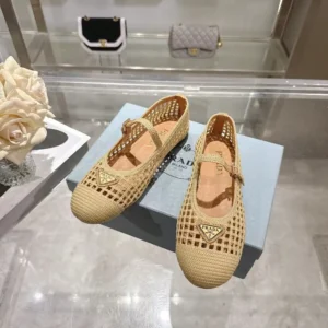 Prada Women Crochet Ballerinas-Quartz 1F364O2F46