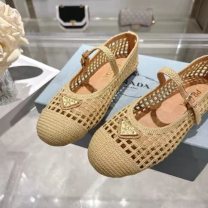 Prada Women Crochet Ballerinas-Quartz 1F364O2F46