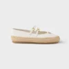 Prada Women Nappa Leather And Raffia Ballerinas-White 1F869N