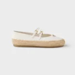 Prada Women Nappa Leather And Raffia Ballerinas-White 1F869N