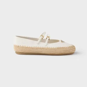 Prada Women Nappa Leather And Raffia Ballerinas-White 1F869N