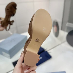 Prada Women Suede Platform Sandals-Brown 1XP73B008F0324