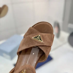 Prada Women Suede Platform Sandals-Brown 1XP73B008F0324