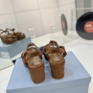 Prada Women Suede Platform Sandals-Brown 1XP73B008F0324