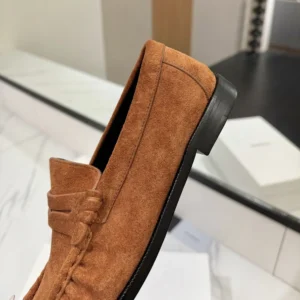 Saint Laurent YSL Unisex Laurent Loafers in Suede-Brown 8211732OY