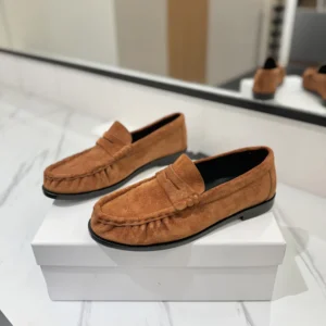 Saint Laurent YSL Unisex Laurent Loafers in Suede-Brown 8211732OY
